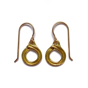 AURORA Handmade Teardrop Hook Earrings Cast in Brass, Sterling Silver, 14k Gold Vermeil or 10k Gold
