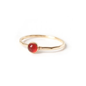 Handmade Red Carnelian Stone Stacking Ring // Delicate Hammered 14k Gold Filled, Solid 14k Gold, or Sterling Silver Birthstone Gemstone Ring
