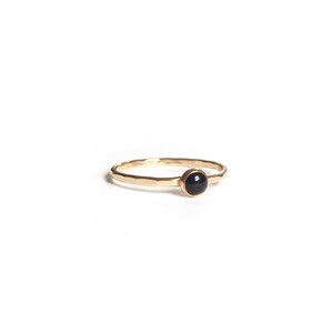 Handmade Black Onyx Stone Stacking Ring // Delicate Hammered 14k Gold Filled or Sterling Silver Gemstone Ring image 2