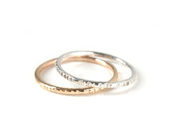Handmade Delicate Notch Ring / Striped Stacking Band or Midi Ring in Sterling Silver, 14k, or 14k Gold Filled