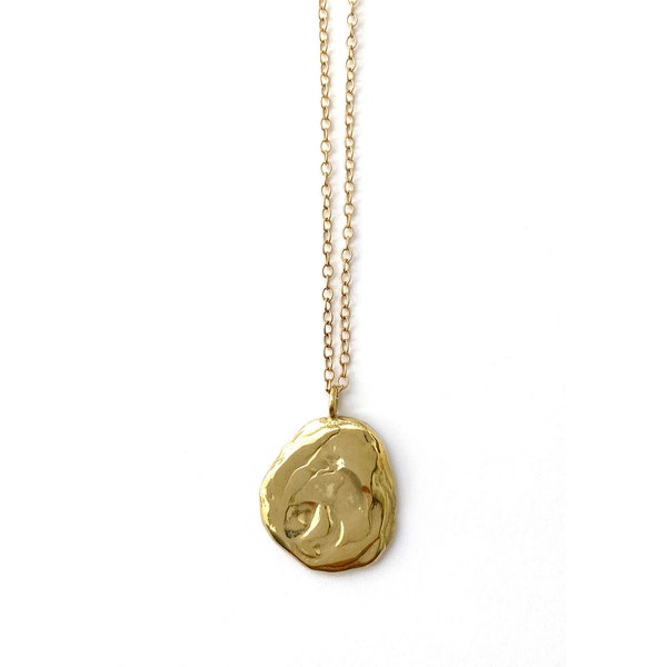 Looking Glass Pendant Necklace, Handmade Brass, Sterling Silver, Vermeil, or Solid Gold
