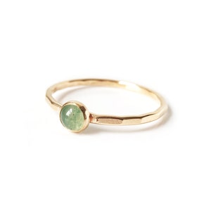 Green Aventurine Stone Stacking Ring // Delicate Hammered 14k Gold Filled, Solid Gold or Sterling Silver Zodiac Birthstone Ring