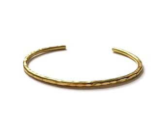 Handmade Hammered Cuff in 14k Gold Fill or Sterling Silver / Simple Minimal Faceted Stacking Bracelet