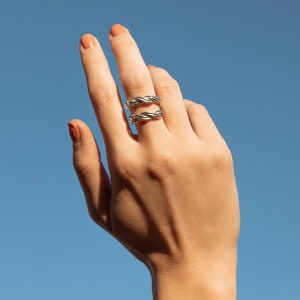 IDYLL Adjustable Cast Twist Ring in Brass, Sterling Silver, Gold Vermeil or 10k gold