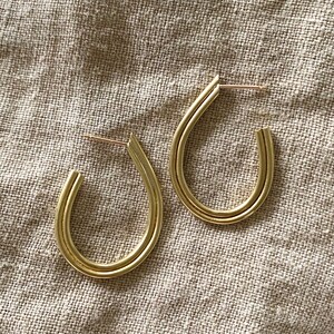 ELYSIAN Handmade Teardrop Hoop Earrings Cast in Brass, Sterling Silver, 14k Gold Plate or 10k Gold image 4