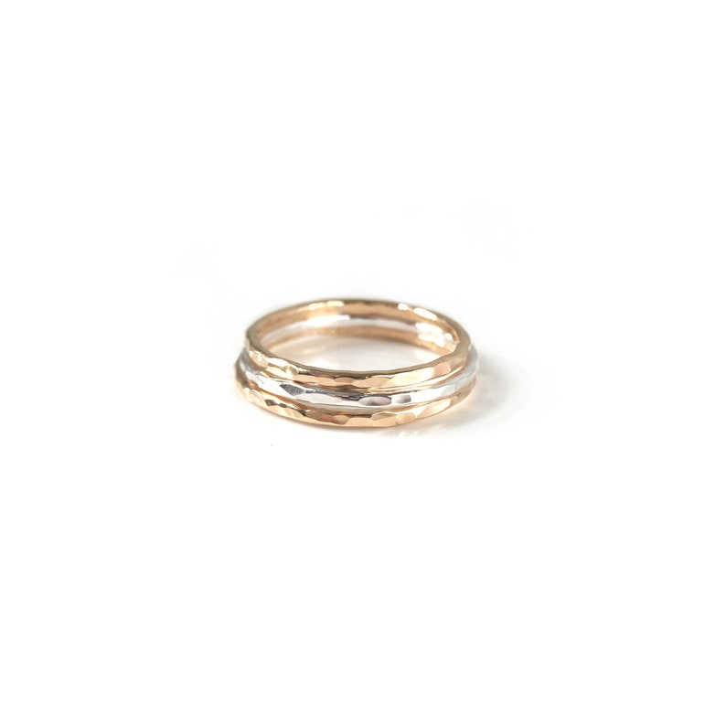 Handmade Delicate Hammered Ring / Stacking Band or Midi Ring in Sterling Silver, 14k, or 14k Gold Filled image 3