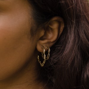 LARGE PETAL Hoop Earrings / Handmade Modern Floral Stud Earrings in Brass, Sterling Silver, 14k Gold Vermeil, or 10k Gold image 3