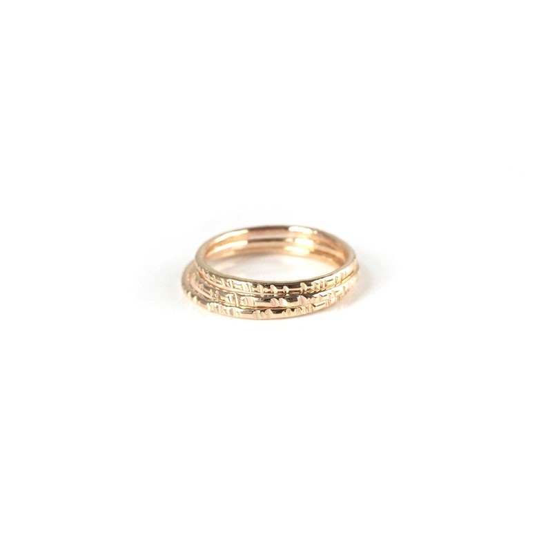 Handmade Delicate Notch Ring / Striped Stacking Band or Midi Ring in Sterling Silver, 14k, or 14k Gold Filled image 3