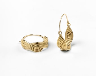 MEADOW Twisted Basket Style Hoop Earrings Cast in Brass, Sterling Silver, 14k Gold Vermeil or 10k Gold