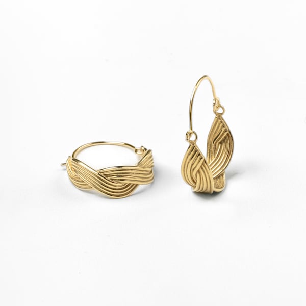 MEADOW Twisted Basket Hoop Earrings Cast in Brass, Sterling Silver, Vermeil or 10k Gold