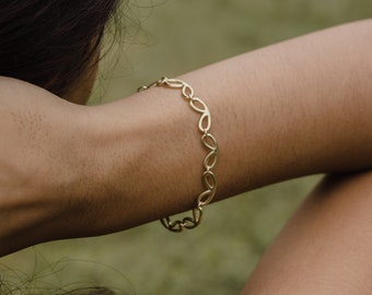 PETAL Flower Inspired Handmade Chain Bracelet Available in Brass, Sterling Silver, 14k Gold Vermeil or Solid 10k Gold