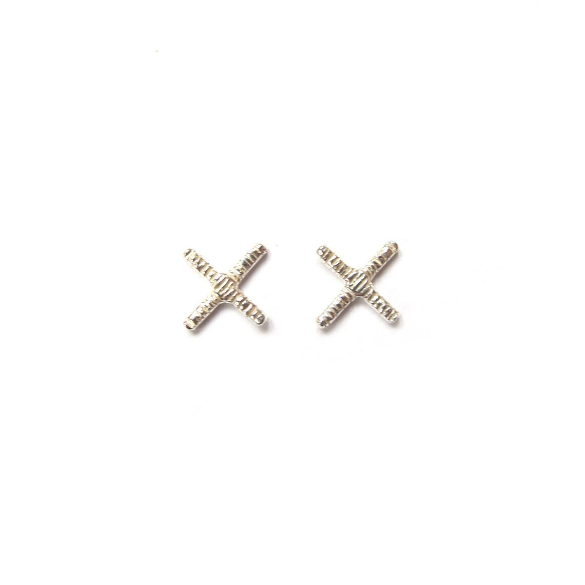 INTERSECT - Handmade Notched X Stud Earrings in Brass, Sterling Silver ...