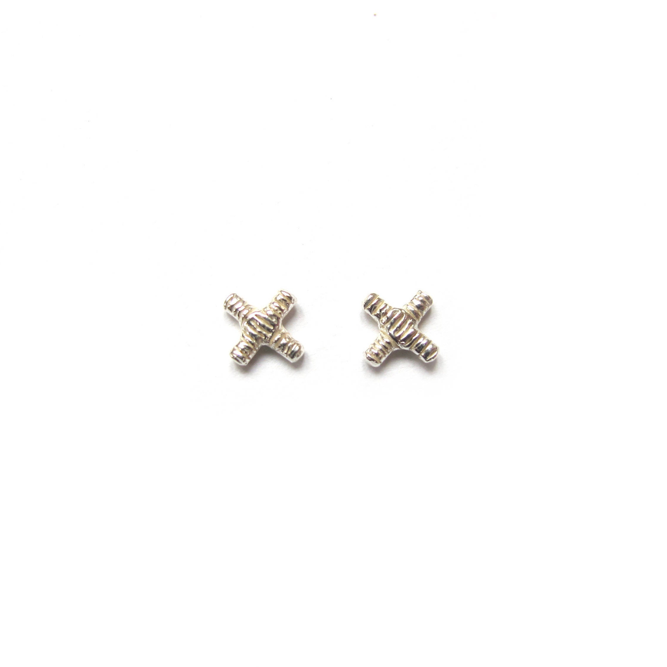 MINI INTERSECT - Handmade Notched X Stud Earrings in Brass, Sterling ...