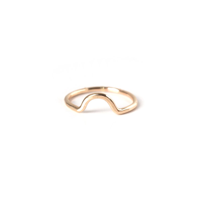 Handmade Gold Faceted Mini Arc Wedding Band / / Minimalist Stackable Wedding Ring in Solid 14k or 18k Gold image 3