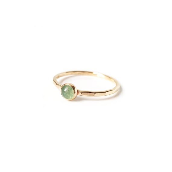 925 Sterling Silver Jewelry14K Gold Plated Natural Green Aventurine Wedding Ring 