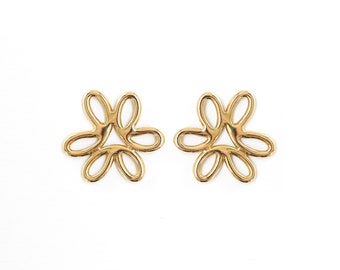 BLOOM Handgemaakte moderne bloemen statement oorbellen in messing, sterlingzilver, vermeil of 10k goud