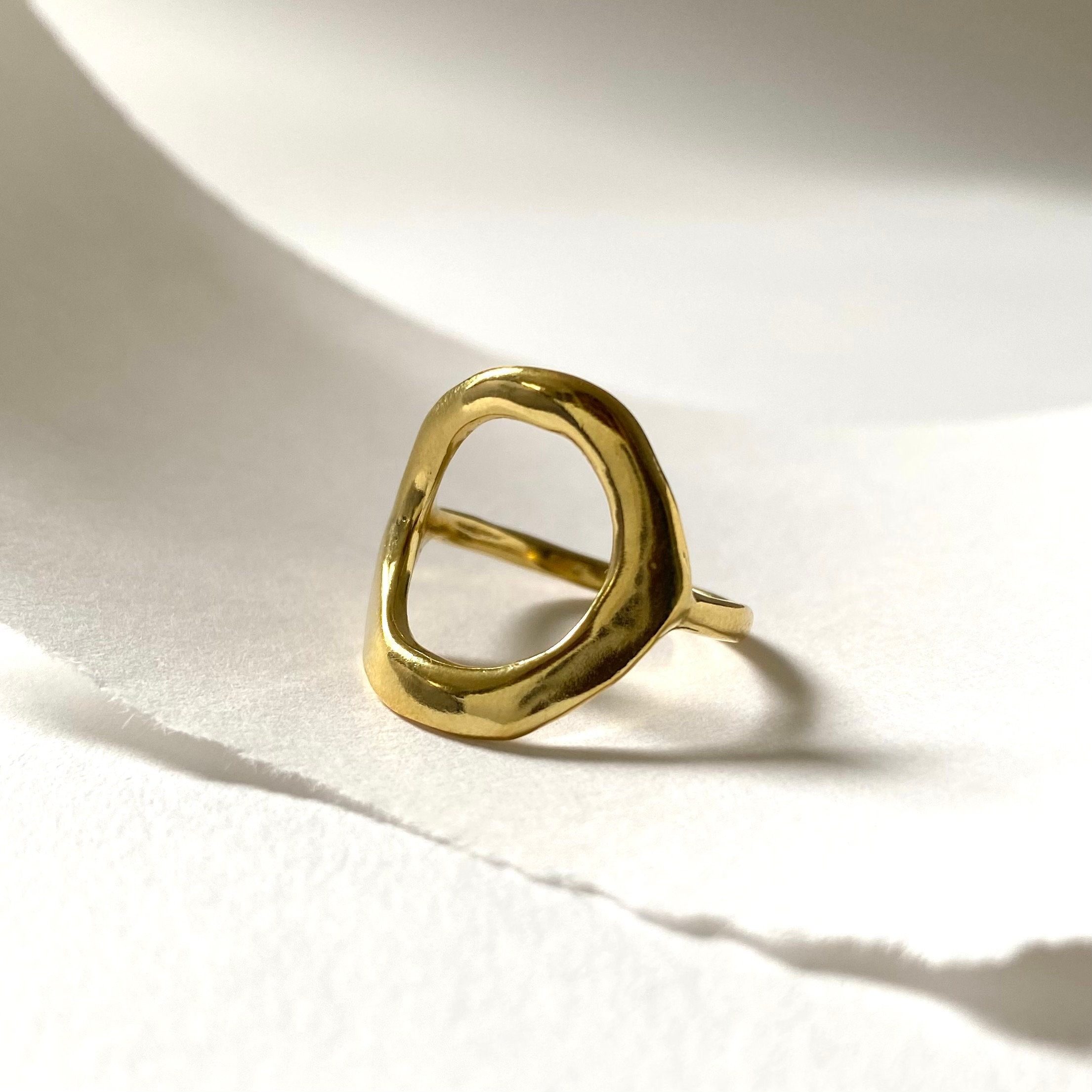 POOL Handmade Circular Statement Ring // Chunky Circle Ring in Brass, Sterling Silver, Gold Vermeil or 10k Gold