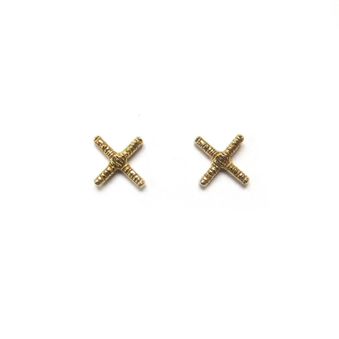 INTERSECT - Handmade Notched X Stud Earrings in Brass, Sterling Silver ...
