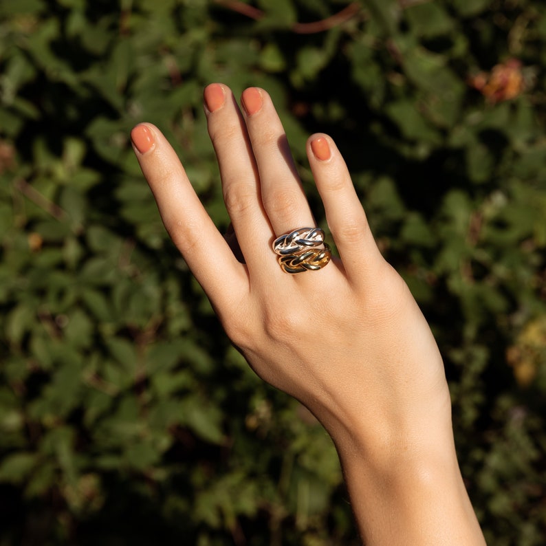 PLAIT Chunky Braided Ring in Brass, Sterling Silver, Gold Vermeil or 10k gold image 3