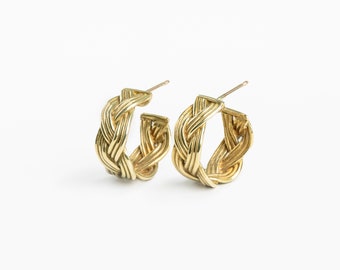 TRAVELER Braided Hoop Earrings / Handmade Cast Braid Hoops in Brass, Sterling Silver, Gold Vermeil, or 10k Gold