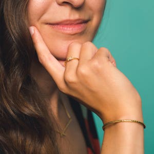 Handmade Notch Cuff in 14k Gold Fill or Sterling Silver / Simple Minimal Stacking Bracelet image 2