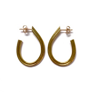 ELYSIAN Handmade Teardrop Hoop Earrings Cast in Brass, Sterling Silver, 14k Gold Plate or 10k Gold image 3