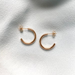 DIME HOOPS: Minimalist Hoop Earrings in 14k Gold Filled or Sterling Silver