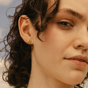 REMNANT Stud Earrings / Handmade Minimalist Textured Stripe Earrings in Brass, Sterling Silver, 14k Gold Vermeil, or 10k Gold image 3