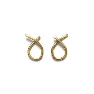 SMALL ODYSSEY Wabi Sabi Stud Earrings / Handmade Minimalist Hoop Earrings in Brass, Sterling Silver, 14k Gold Plated or 10k Gold