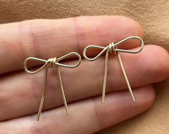 Large Bow Stud Earrings in 14k Gold Fill or Sterling Silver