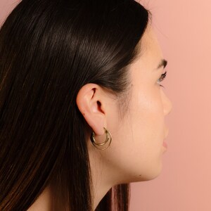 NAIAD Handmade Sculptural Hoop Earrings // Stud Hoop Earrings in Brass, Sterling Silver, 14k Gold Vermeil or 10k Gold image 6