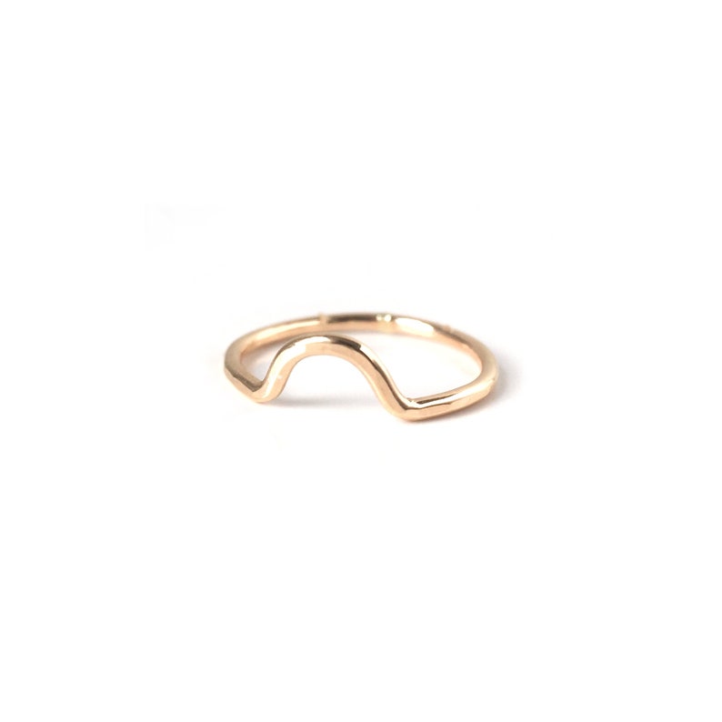 Handmade Gold Faceted Mini Arc Wedding Band / / Minimalist Stackable Wedding Ring in Solid 14k or 18k Gold image 1