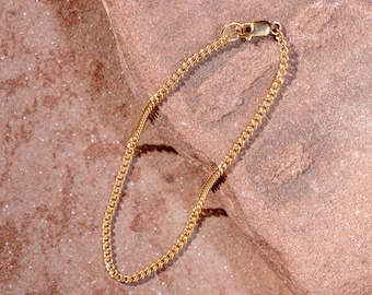 Curb Chain Bracelet in 14k Gold Fill or Sterling Silver