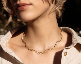 DAYBREAK Cast Twist Choker in Brass, Sterling Silver, 14k Gold Plated or 10k Gold