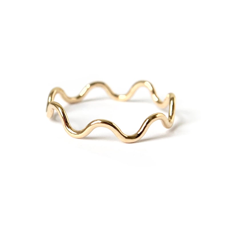 Handmade Ripple Stacking Ring / 14k Gold Filled or Sterling Silver Squiggle Ring image 1
