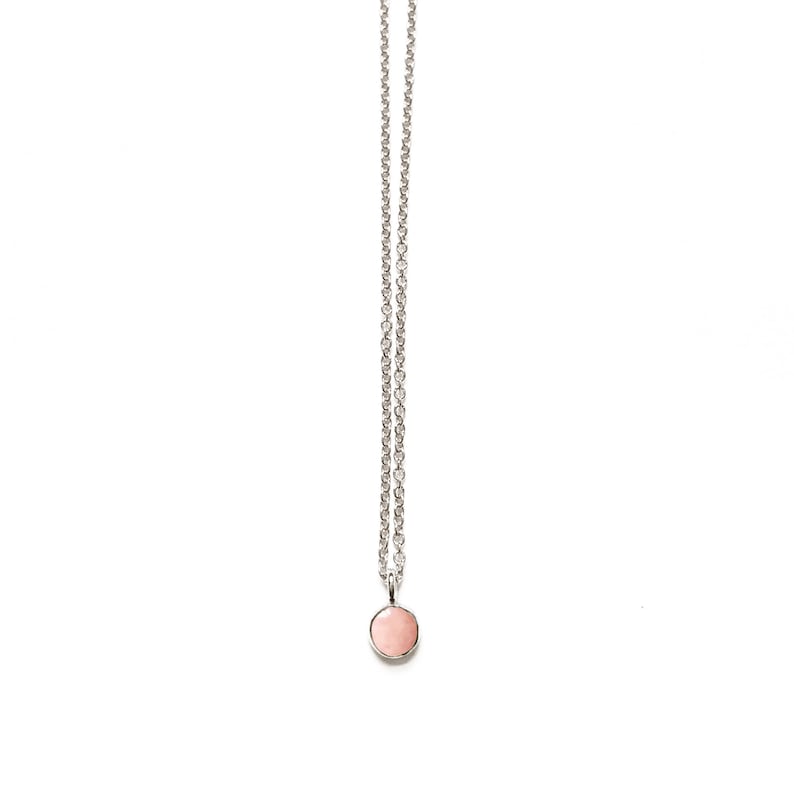 Handgemaakte roze opaal edelsteen ketting in 14k gouden vulling of sterling zilver afbeelding 4