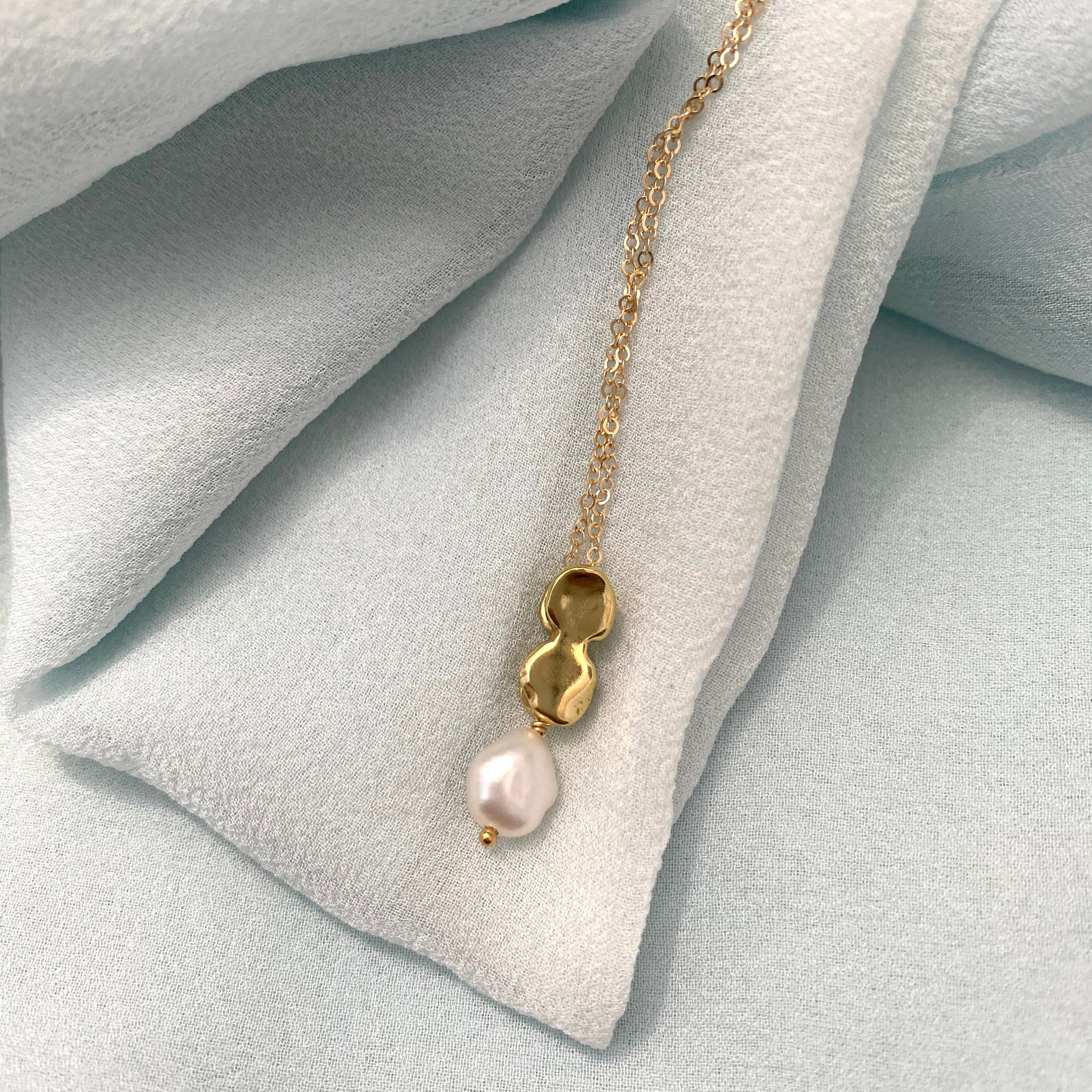 ALLEGORY Slide Necklace with White Baroque Pearl // Handmade Pendant Necklace Available in Brass, Sterling Silver, Gold Vermeil or 10k Gold