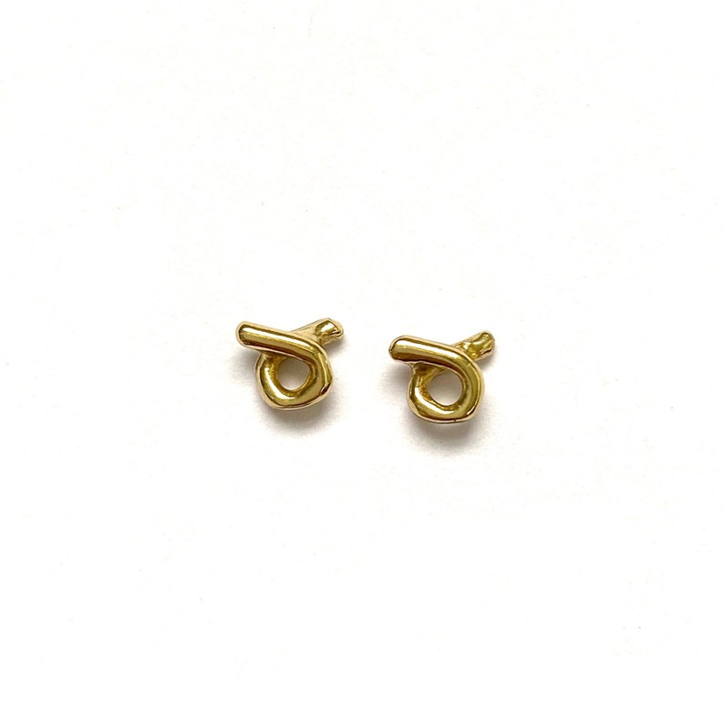 MINI ODYSSEY Wabi Sabi Stud Earrings / Handmade Minimalist Hoop Earrings in Brass, Sterling Silver, 14k Gold Vermeil, or 10k Gold 画像 1