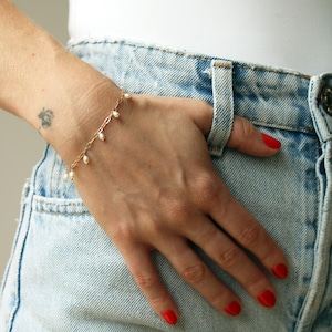 Pearl Fringe Bracelet in 14k Gold Fill or Sterling Silver