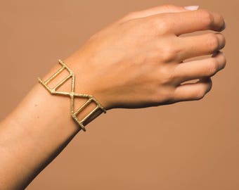 EMBLEM - Handmade Textured Linear X Cuff Bracelet in Brass, Sterling Silver or 14k Gold Vermeil