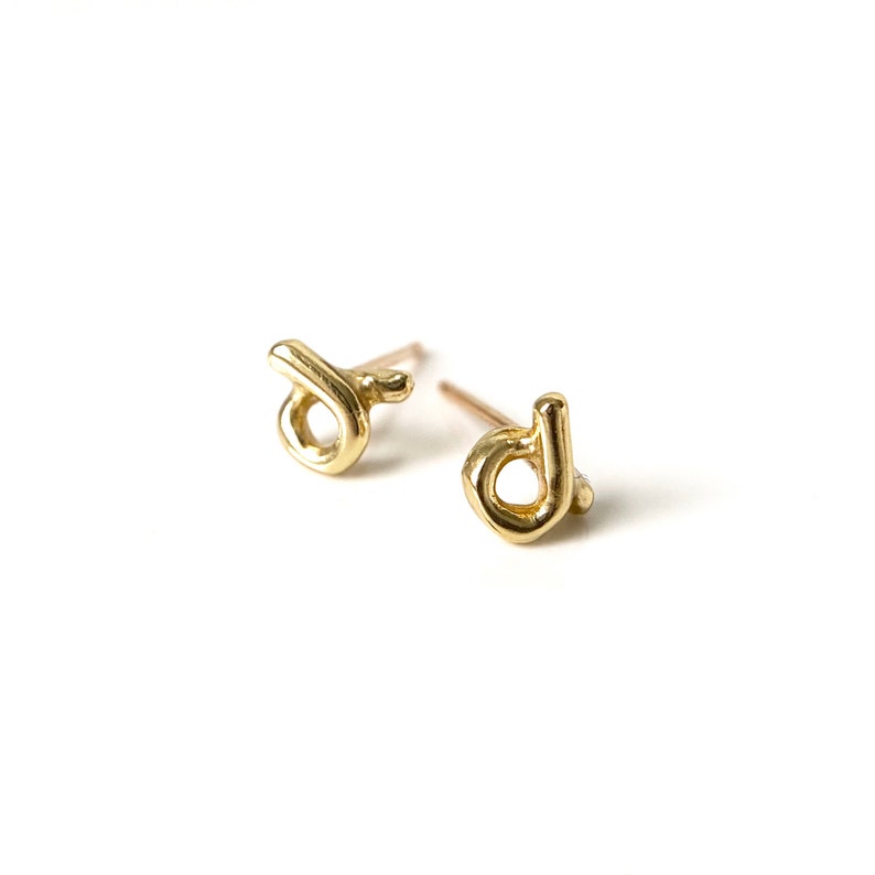 MINI ODYSSEY Wabi Sabi Stud Earrings / Handmade Minimalist Hoop Earrings in Brass, Sterling Silver, 14k Gold Vermeil, or 10k Gold 画像 5