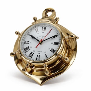 Messingankerbasis-Steuerrad-Uhr - Dekorative Wanduhr im Marinestil