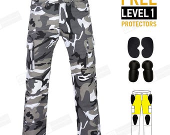 Camo Kevlar Motorcycle Cargo Jeans Armored Biker Pants