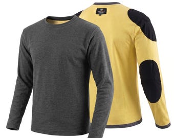 Camiseta de moto de aramida gris carbón con protecciones CE.