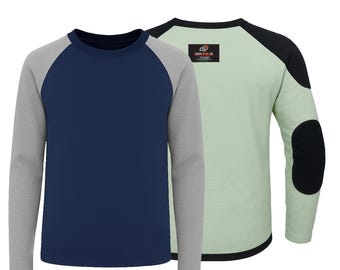 Navy Gray Kevlar Raglan Motorcycle Shirt CE Armored Fire Resistant