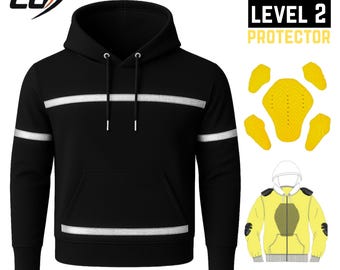 Protective Kevlar Motorcycle Hoodie: CE Level 2 Armor, Reflective Details, Black Streetwear for Riders
