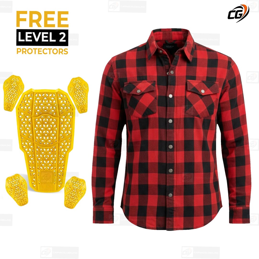 Mens Armored Motorcycle Flannel Shirt – CE Armor Aramid Lined Riding ...