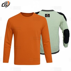 Charcoal Grey Aramid Motorcycle T-Shirt Armored Riding Shirt with CE Pads Orange