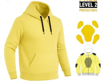 Butter Yellow Kevlar Motorcycle Hoodie Armored