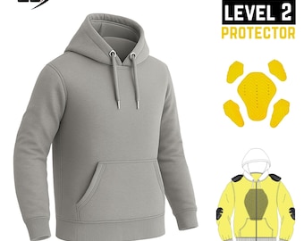 Gray Kevlar Motorcycle Hoodie: CE Level 2 Armored Aramid Lined Unisex Biker Jacket